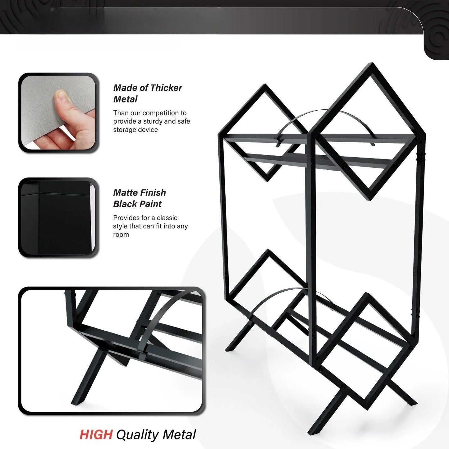 Black Vinyl Record Storage Holder 160-200 LP - GEEKAUDIOZ