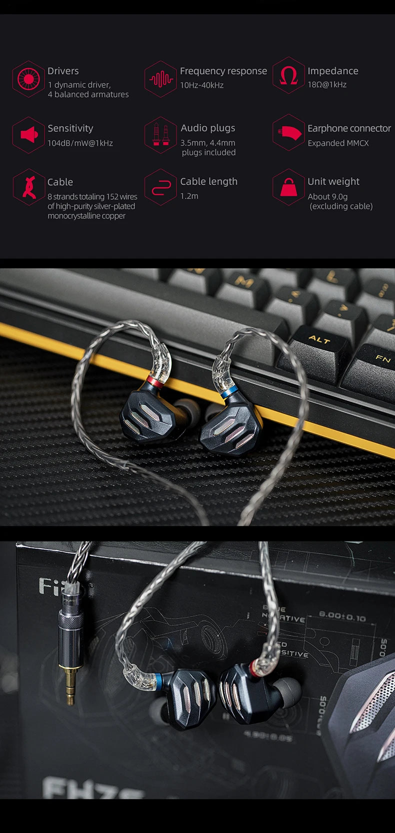 FiiO FH7S High-Performance Hybrid Technology IEM Earbuds