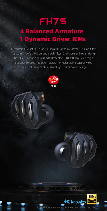 FiiO FH7S High-Performance Hybrid Technology IEM Earbuds