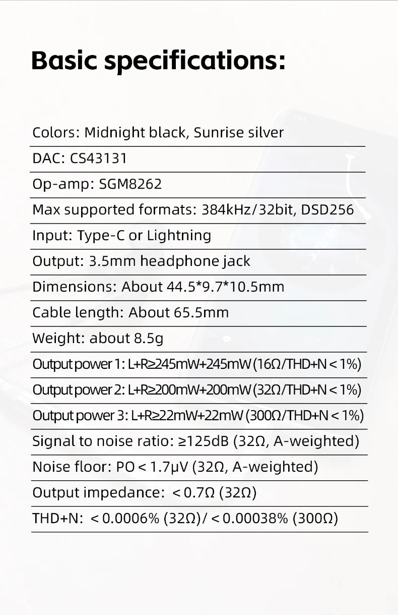 FiiO/JadeAudio KA11 Type C/Lightning to 3.5mm HiFi DAC Amplifier