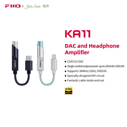 FiiO/JadeAudio KA11 Type C/Lightning to 3.5mm HiFi DAC Amplifier