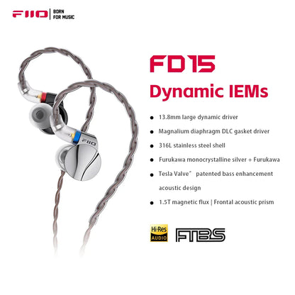 FiiO FD15 13.8mm Magnalium DLC HiFi Earbuds