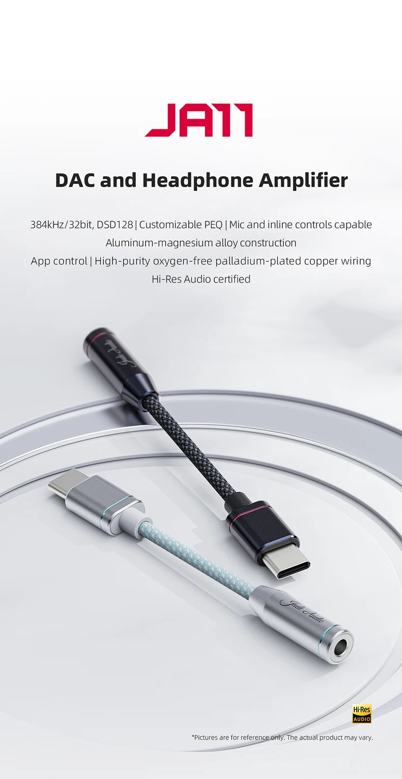 FiiO  JA11 USB Type C to 3.5mm Earphone/Headphone Adapter USB C Cable USB C to 3.5 Audio Aux Cable For IOS Android