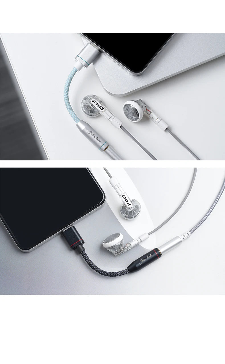 FiiO  JA11 USB Type C to 3.5mm Earphone/Headphone Adapter USB C Cable USB C to 3.5 Audio Aux Cable For IOS Android