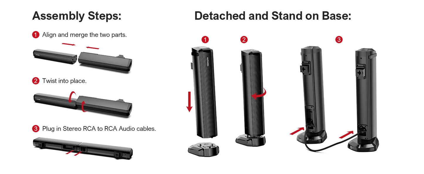 ULTIMEA 2.2ch 100W TV Soundbar 2-in-1