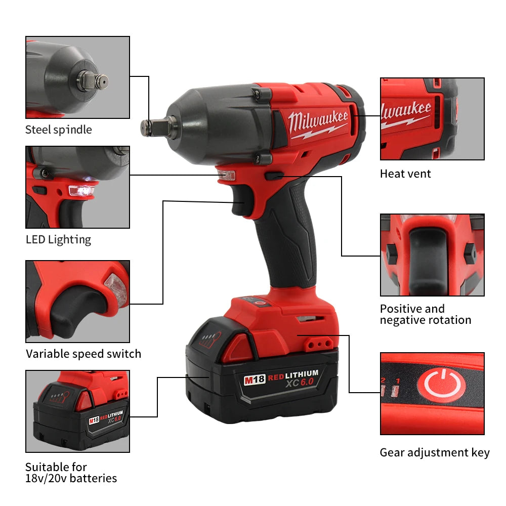 Milwaukee 1300 NM Torque Brushless Electric Impact Wrench 1/2 inch