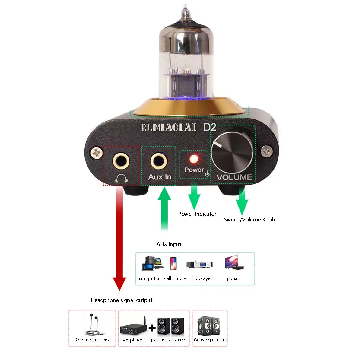 PJ. MIAOLAI D2 Tube Headphone Amplifier