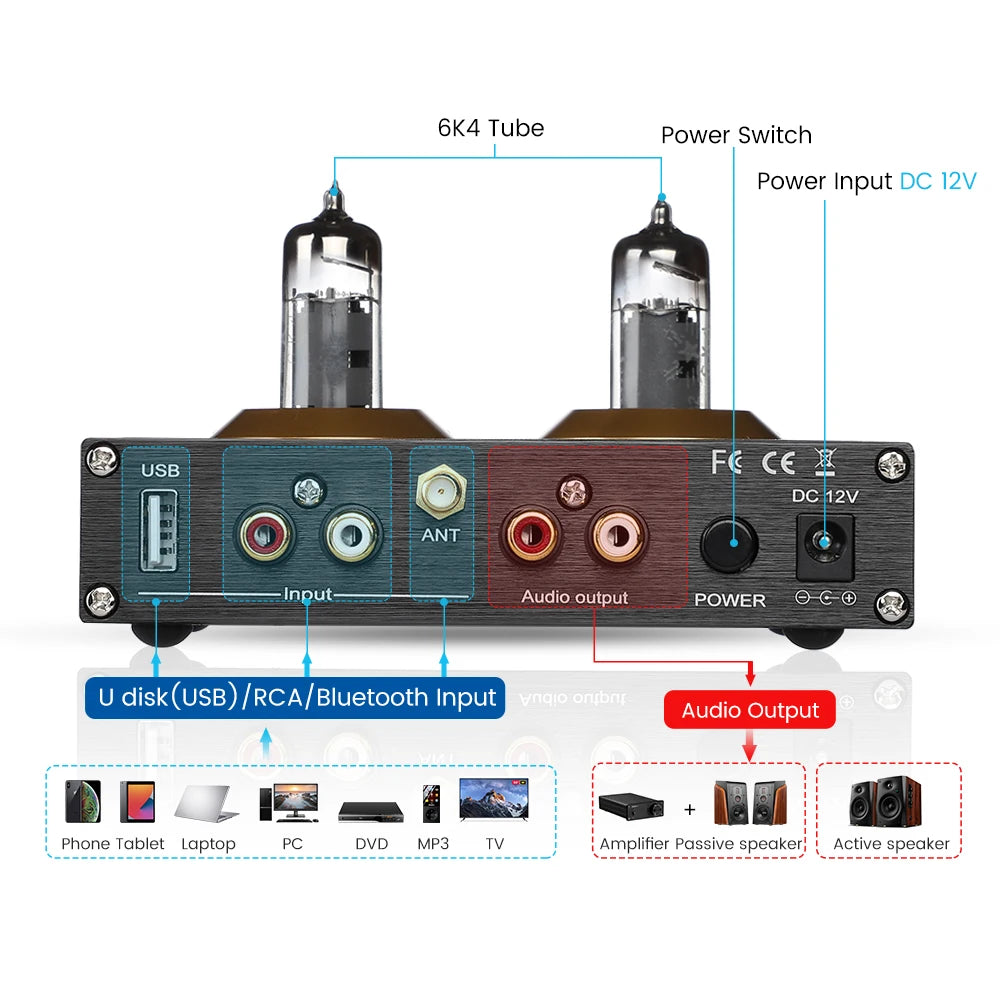 AIYIMA PJ.MIAOLAI A9 6K4 Vacuum Bile Tube HIFI Preamplifier/Headphone Amplifier