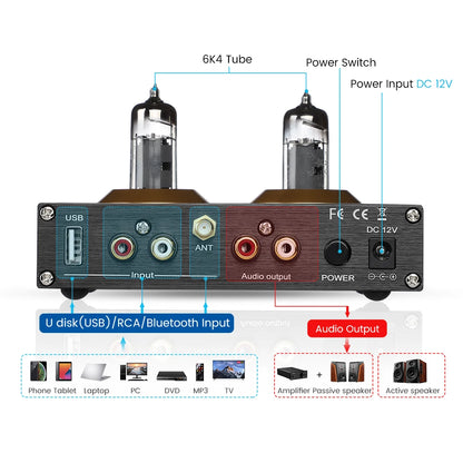 AIYIMA PJ.MIAOLAI A9 6K4 Vacuum Bile Tube HIFI Preamplifier/Headphone Amplifier