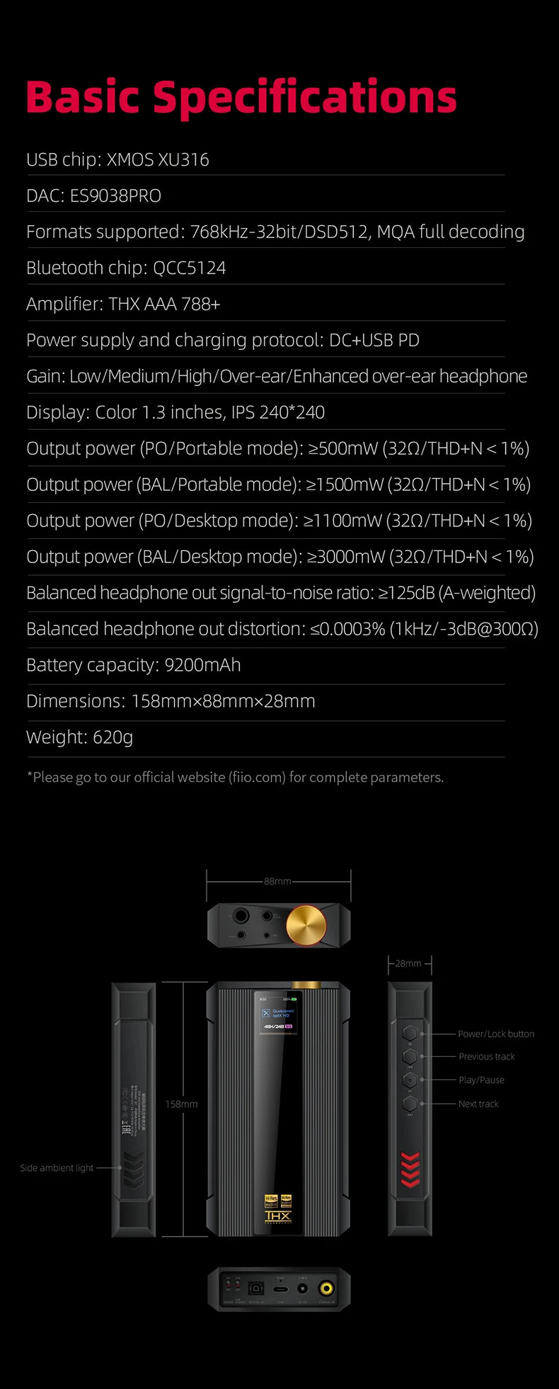 FiiO Q7 Balanced HiFi Headphone Amplifier