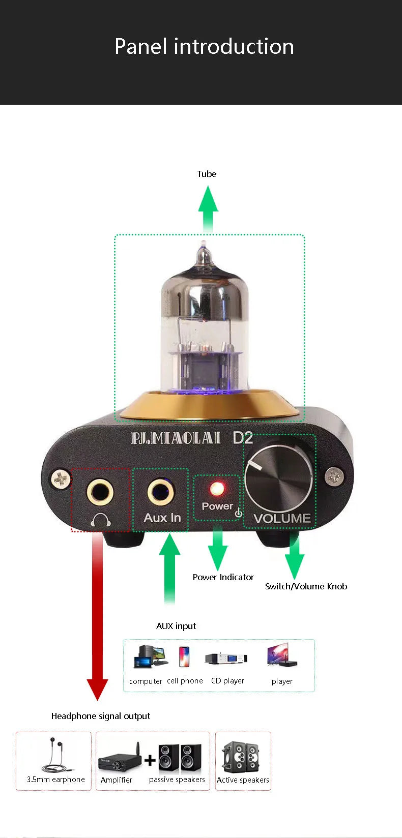 PJ. MIAOLAI D2 Tube Headphone Amplifier