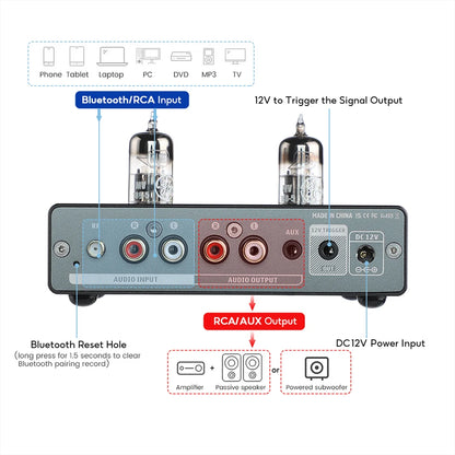 AIYIMA Audio T1 Pro Hi-Fi Bluetooth Tube Preamplifier