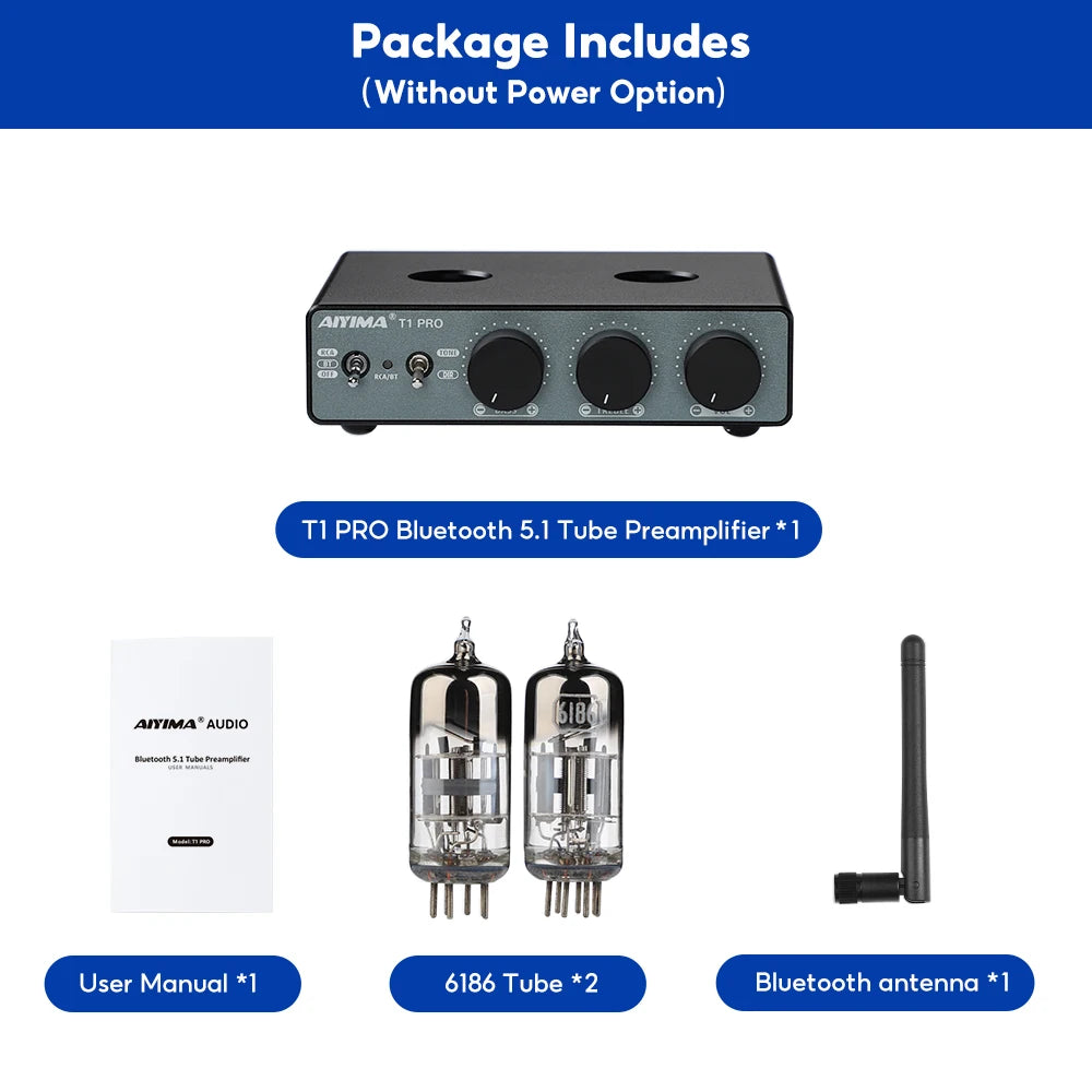 AIYIMA Audio T1 Pro Hi-Fi Bluetooth Tube Preamplifier