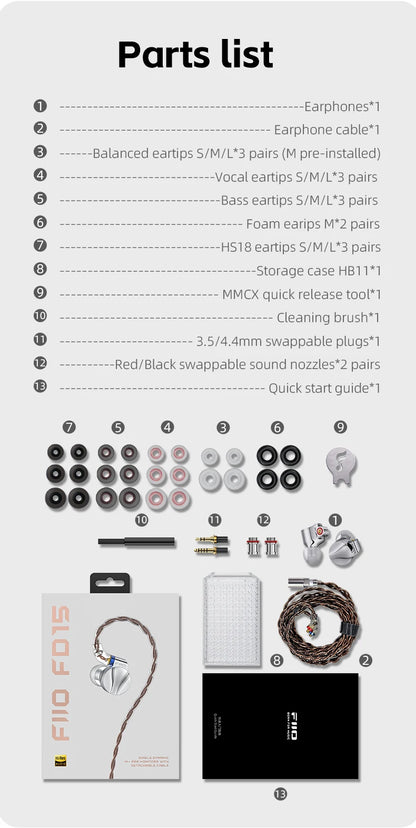 FiiO FD15 13.8mm Magnalium DLC HiFi Earbuds