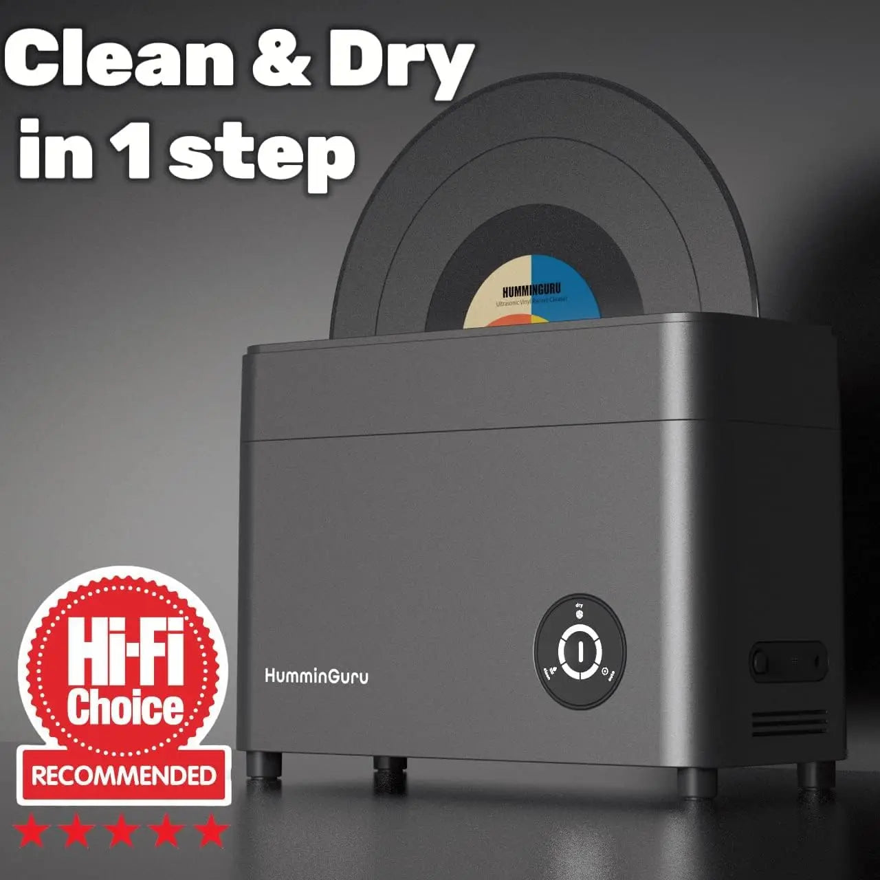 HumminGuru Ultrasonic Vinyl Record Cleaning Machine with Auto Drying