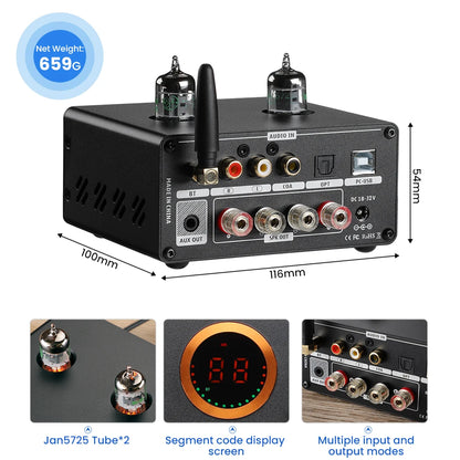 AIYIMA T9 PRO HiFi Bluetooth Tube Amplifier 2x100W